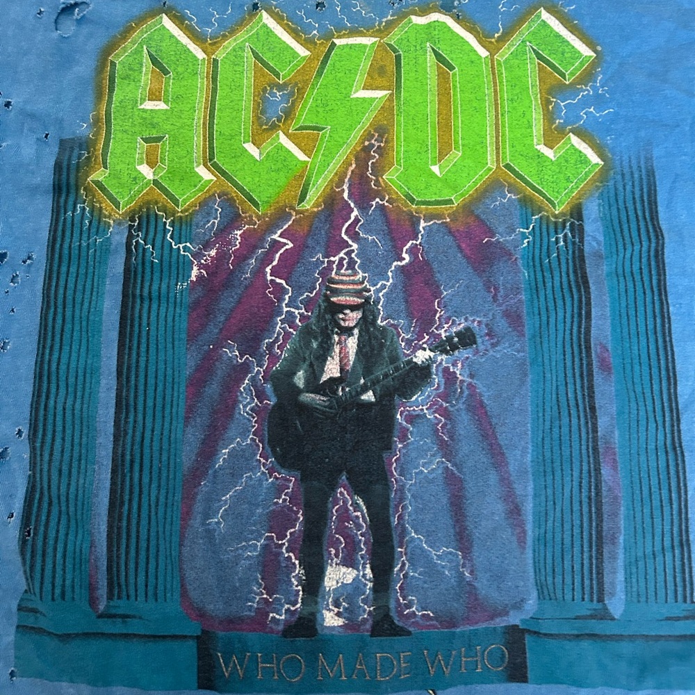AC/DC Tour 86 Blue vintage oversized shirt - Picture 3 of 6